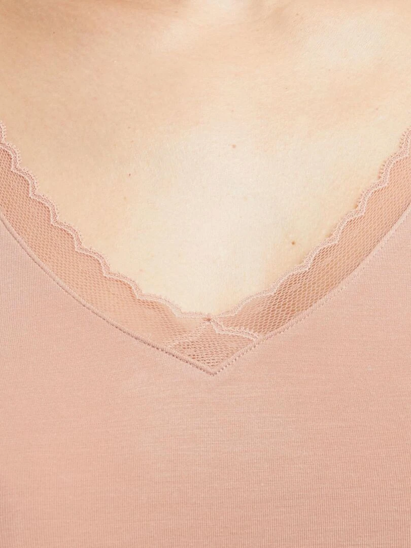 T shirt thermorégulateur manches longues maille Cannelle   RougeGorge Lingerie   Beige