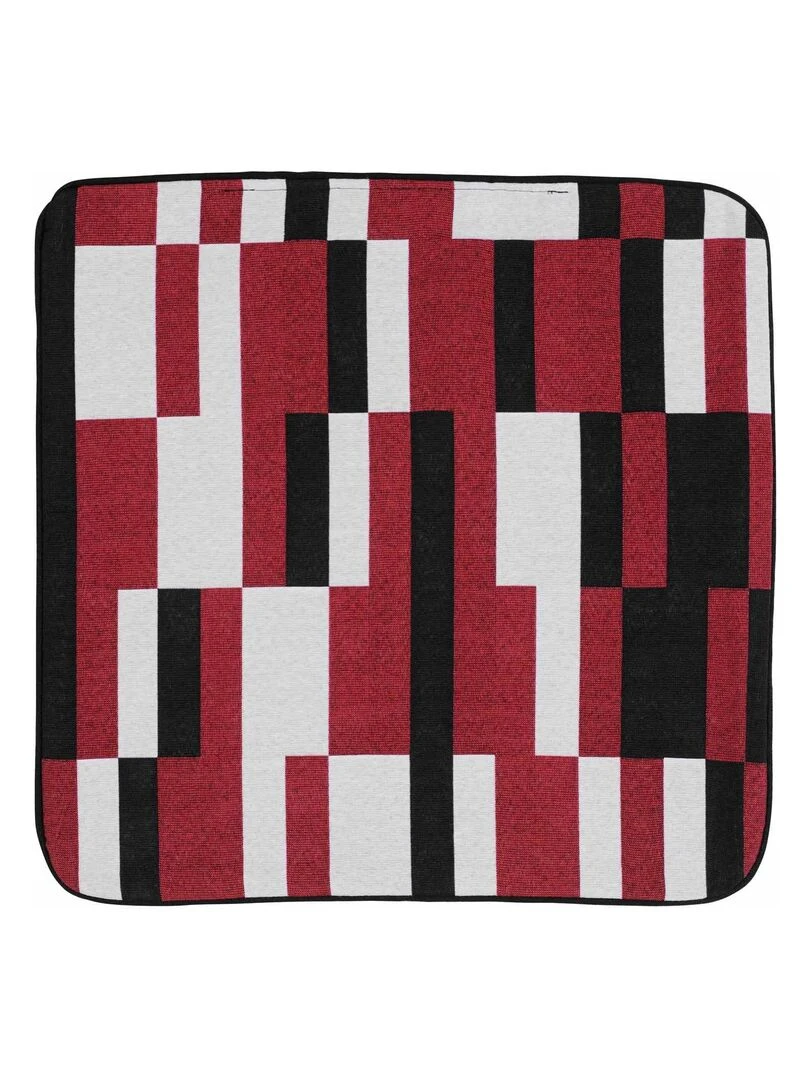 Housse de coussin à jacquard damier Rouge