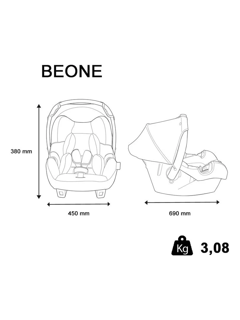 Siège Auto Beone Groupe 0+ (0 13kg) Dos À La Route   Linea Gris   Gris clair
