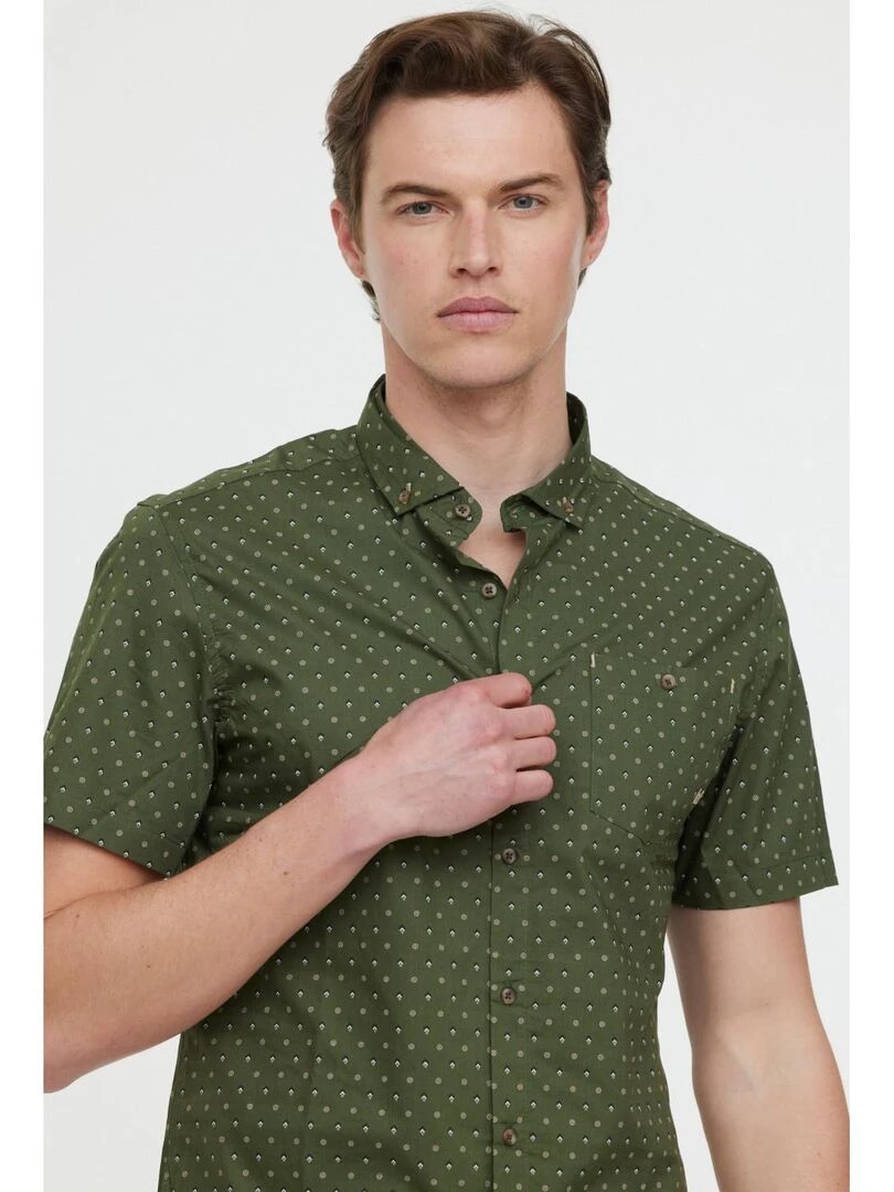 Lee Cooper   Chemise manches courtes coton slim DIMIO MC   Vert