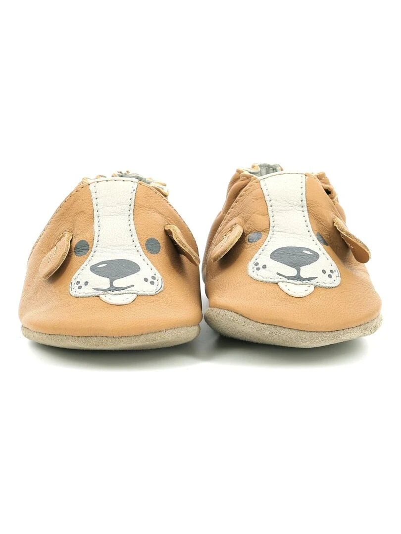 Coffret Chausson Cuir Bebe Robeez Sweety Dog   Marron