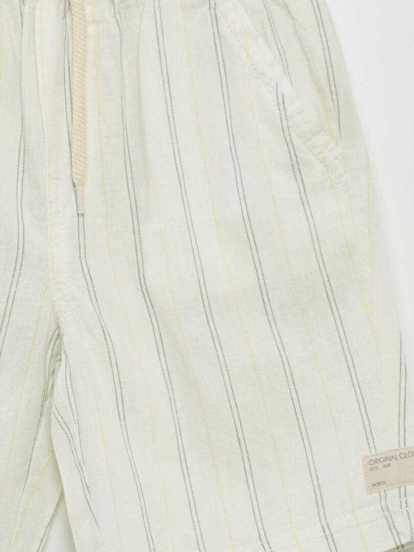 Short en lin uni   Blanc