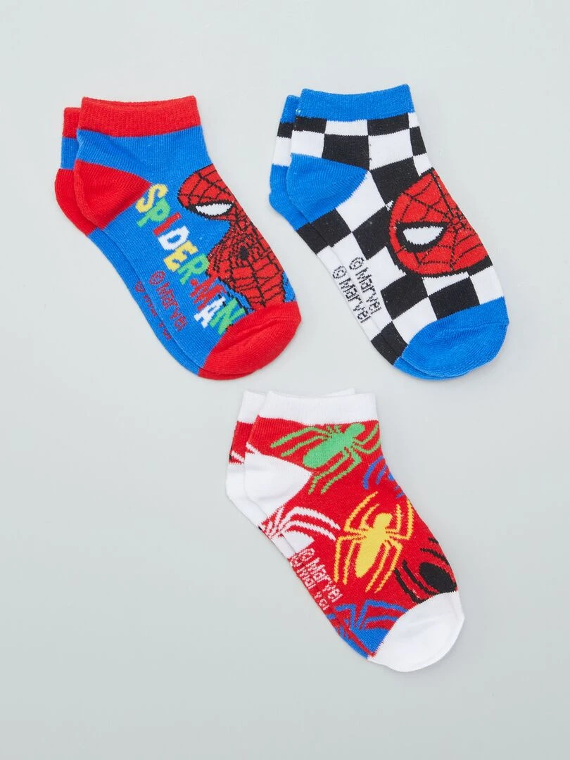 Lot de 3 chaussettes invisibles 'Spiderman' Bleu/blanc