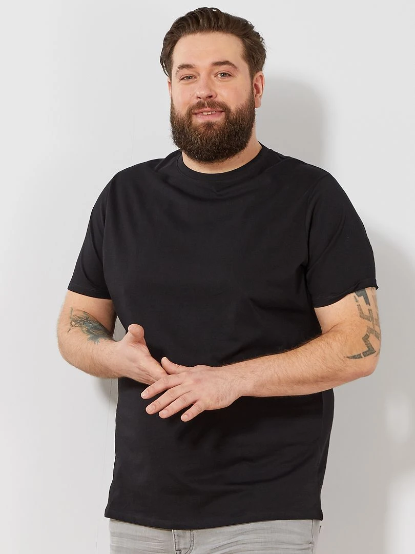 T shirt uni en maille jersey   noir