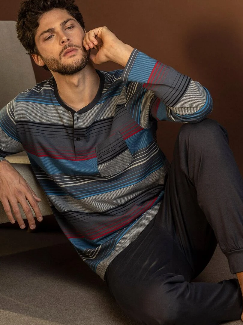 Pyjama pantalon top manches longues Cassette A Antonio Miro   Gris