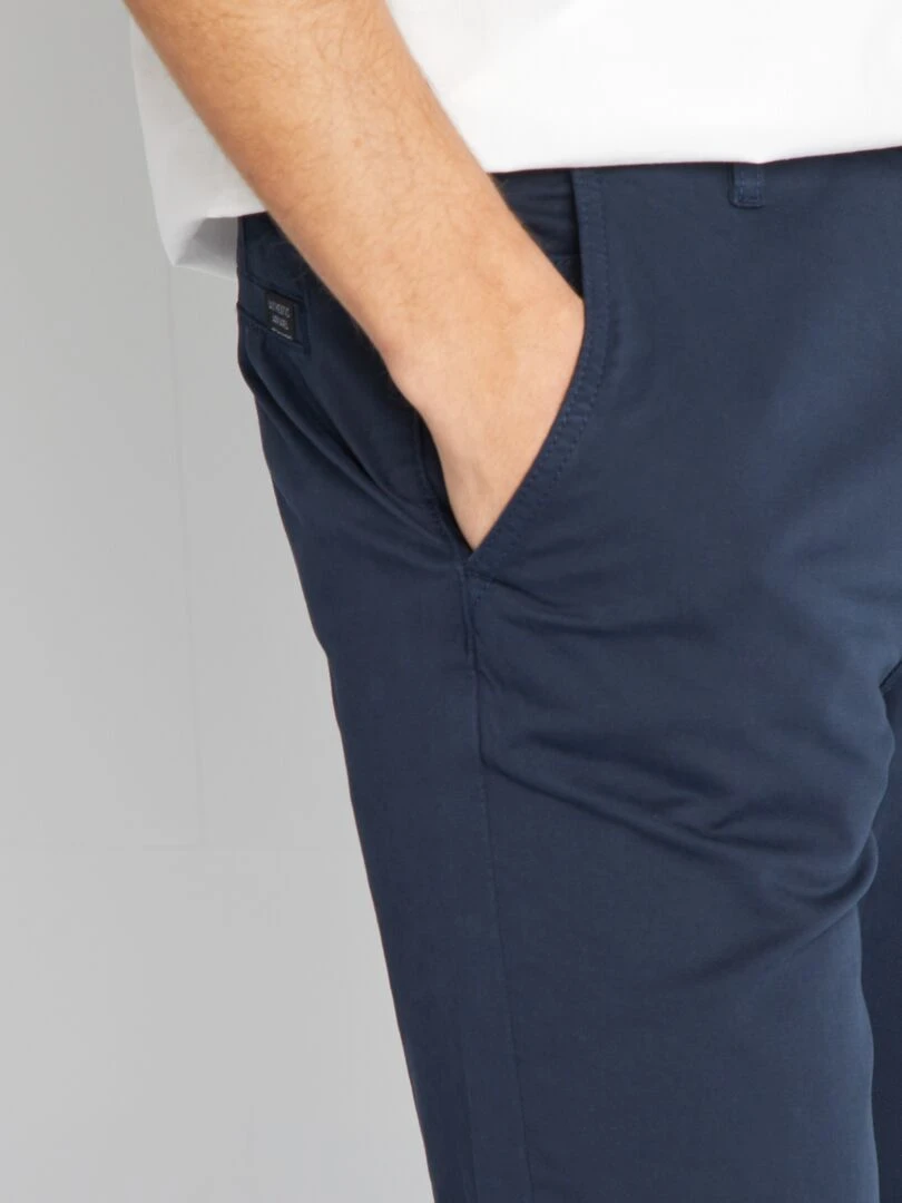 Pantalon chino uni   Bleu