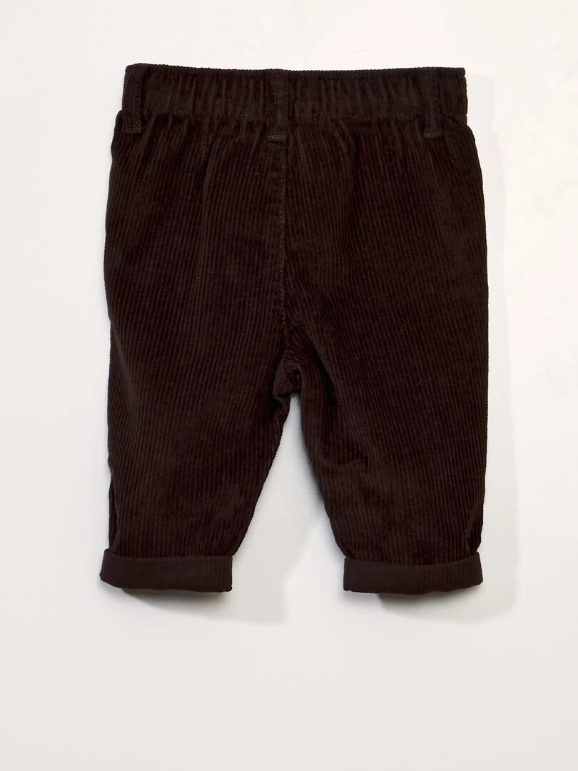 Pantalon paperbag en velours Marron