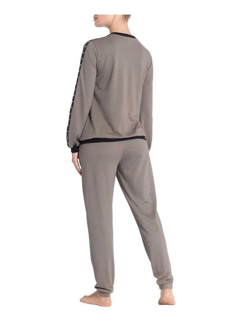 Pyjama en coton et modal avec finitions élastiques Reina Marron