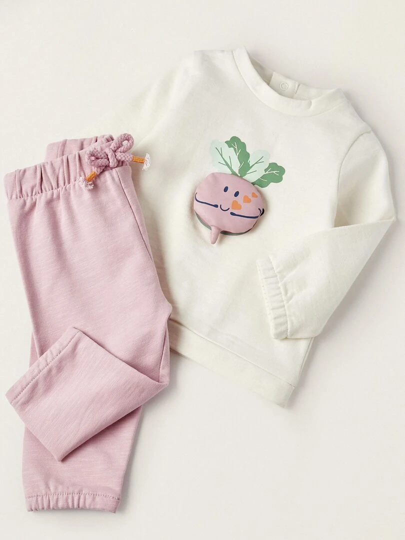 Pull + Pantalon en Coton pour Nouveau Né 'Turnip'  NATURE TAKEOVER   Blanc