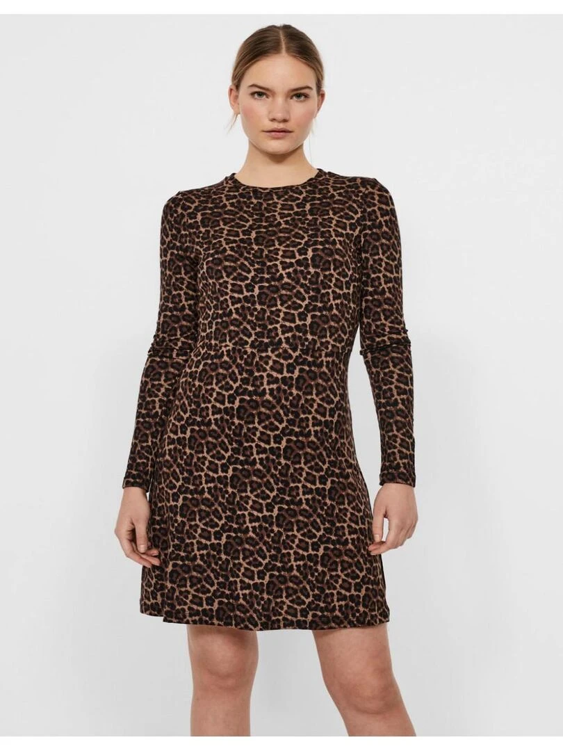 Robe courte col rond Vero Moda Marron