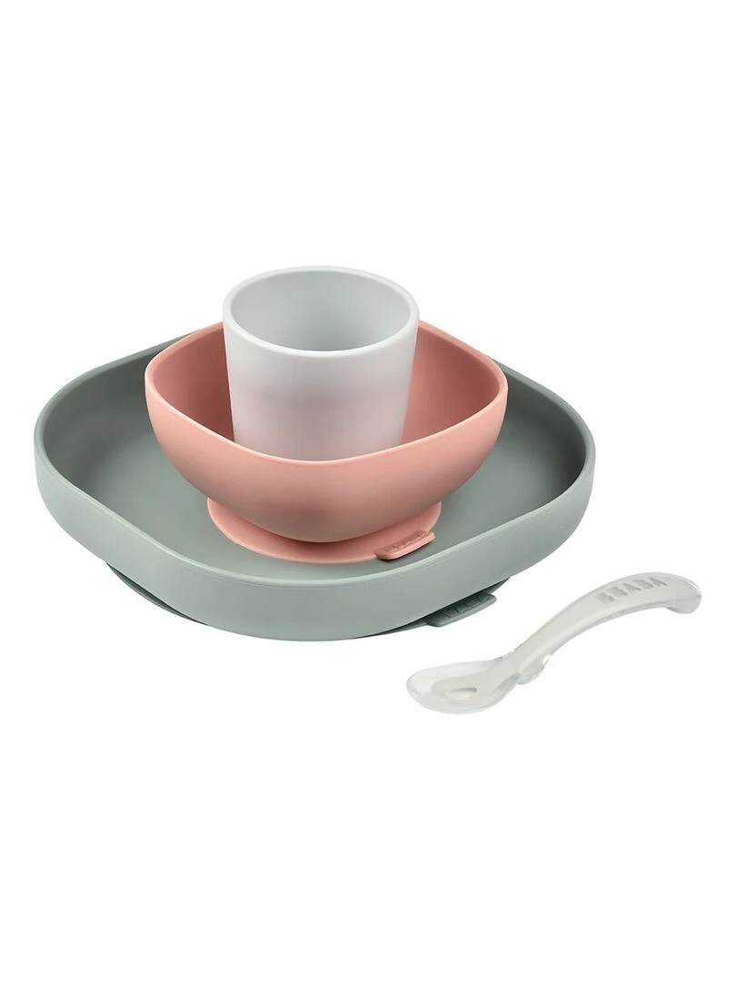 Coffret repas en silicone eucalyptus (4 pièces) Gris Rose Gris