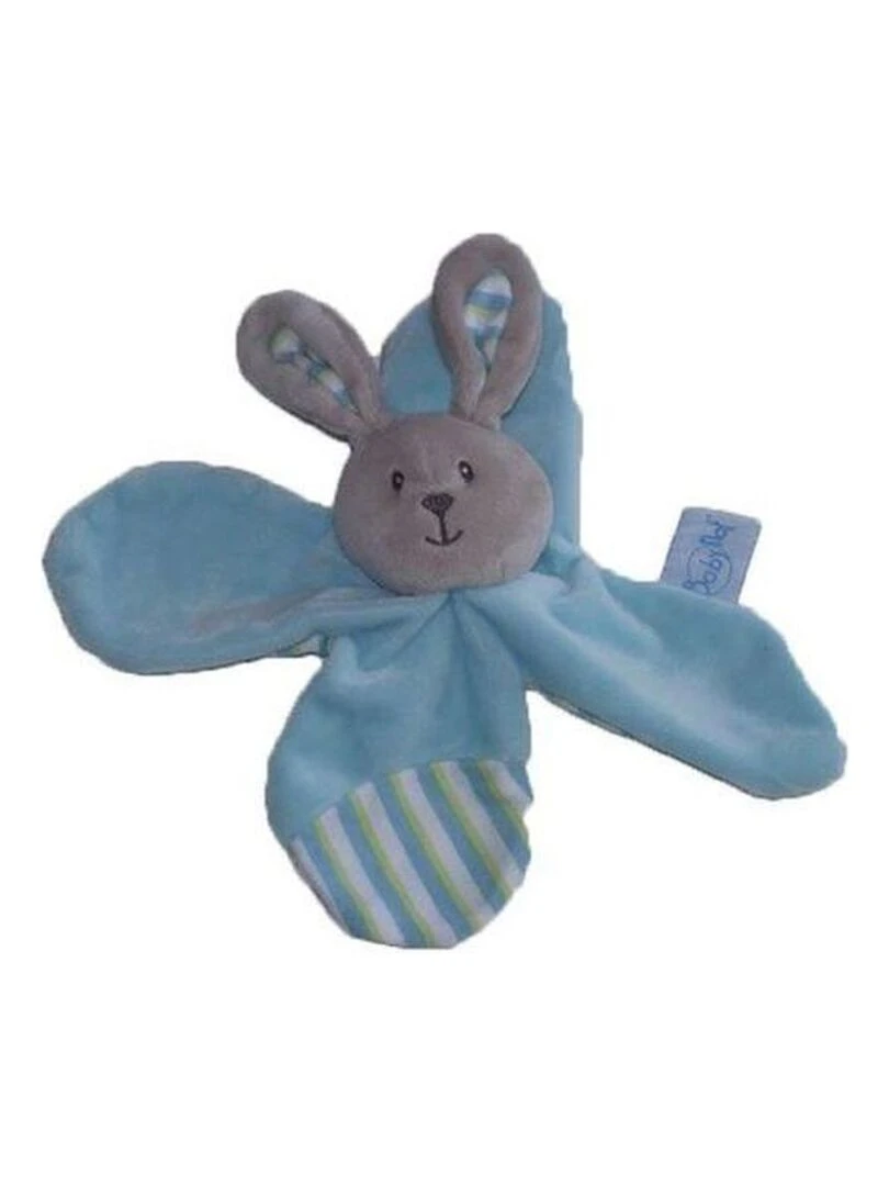 doudou Babynat Lapin Bleu Douceur Flower Plat Bleu