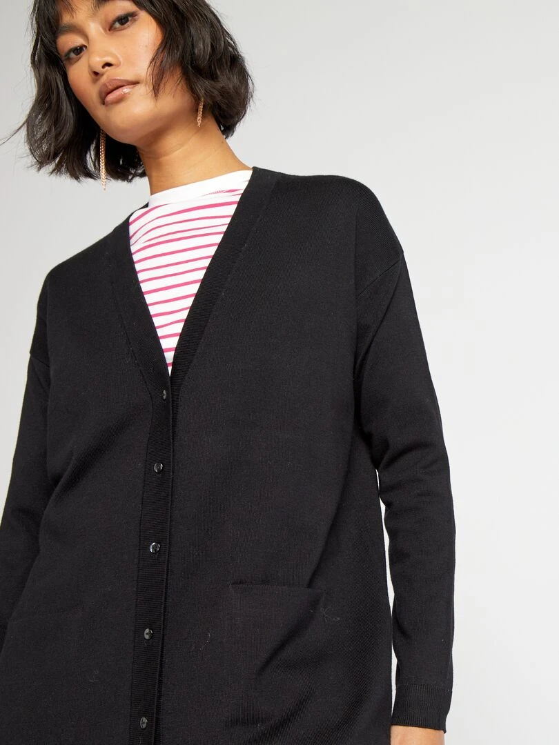 Gilet long boutonné   Noir