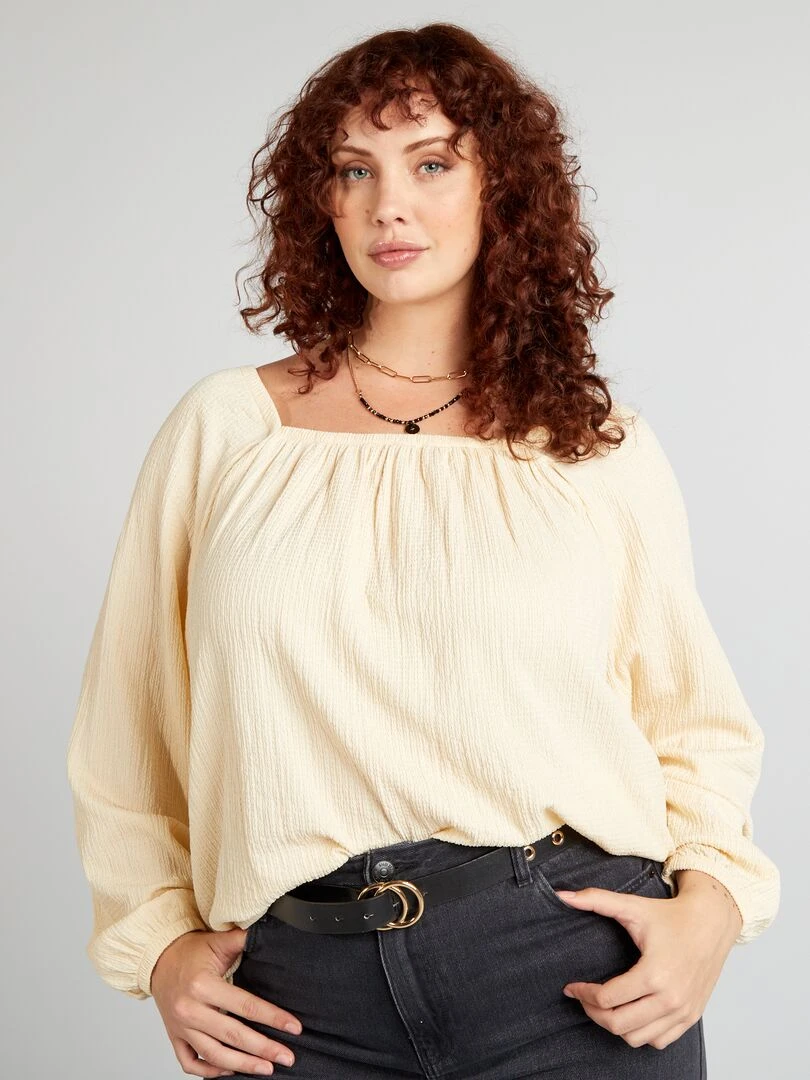 Blouse en maille crêpe Beige