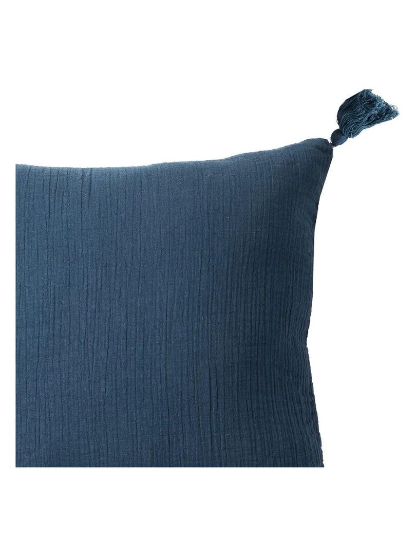 Coussin en double gaze de coton 'Deko&co' Bleu foncé