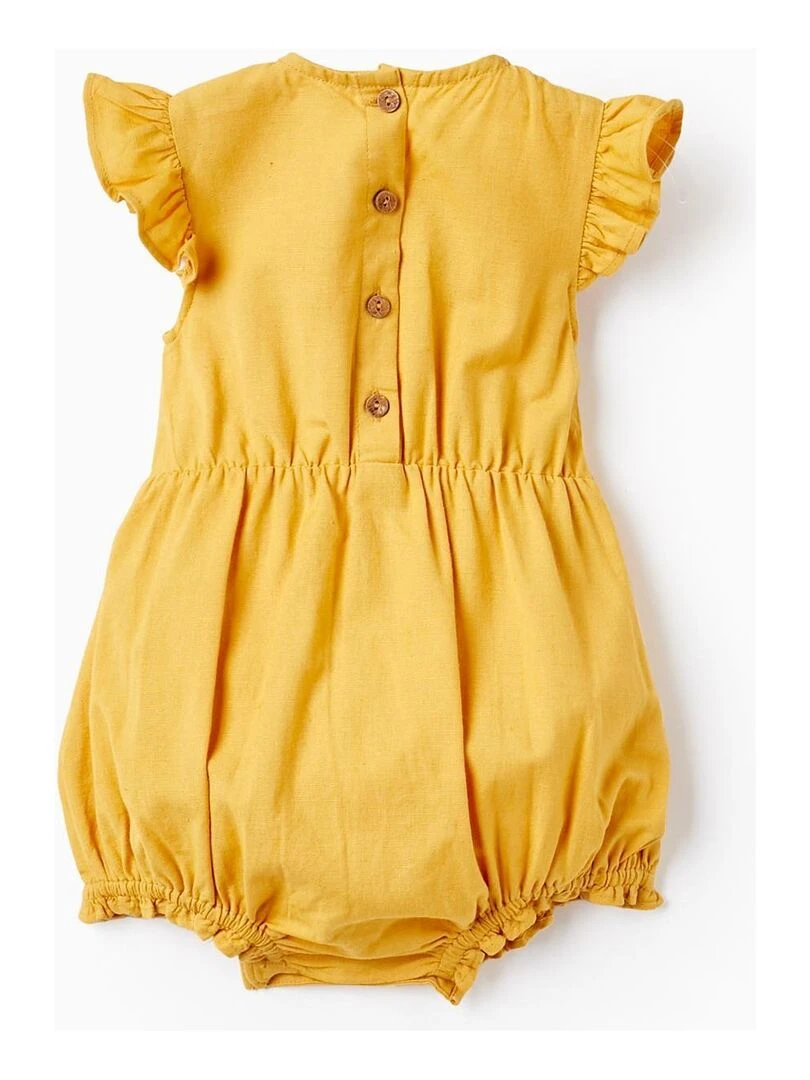 Combinaison En Coton Et Lin Avec Broderies Pour Bébé Fille Jaune