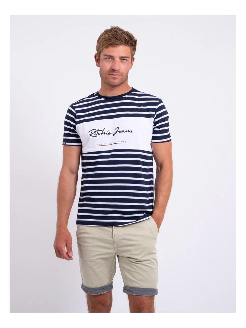 T shirt col rond pur coton NABAUMIX Blanc