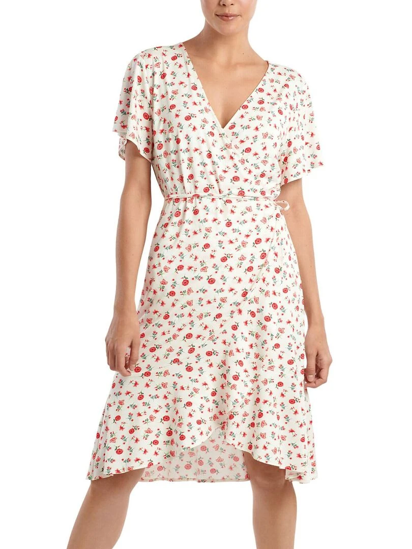 Robe estivale manches courtes Java Ecru