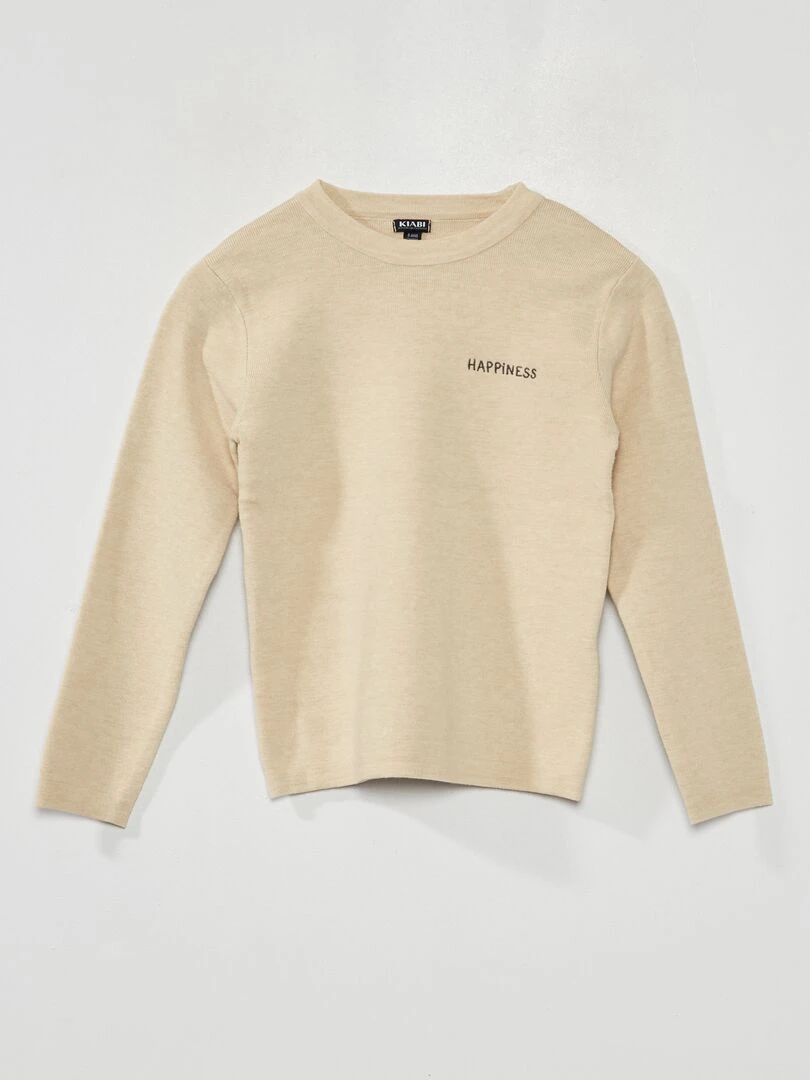 Pull en maille jersey à manches longues Beige