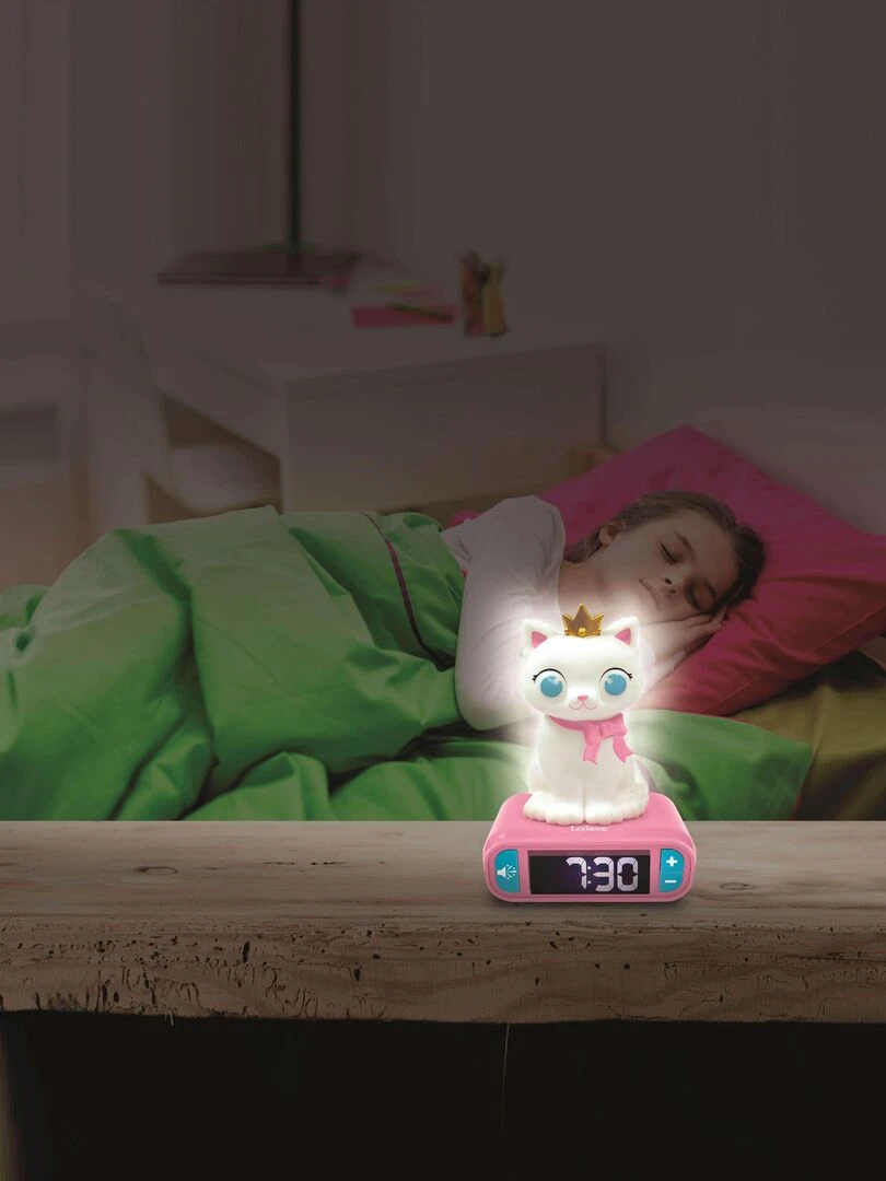 Réveil Avec Veilleuse Lumineuse Chat En 3d Et Effets Sonores   N/A