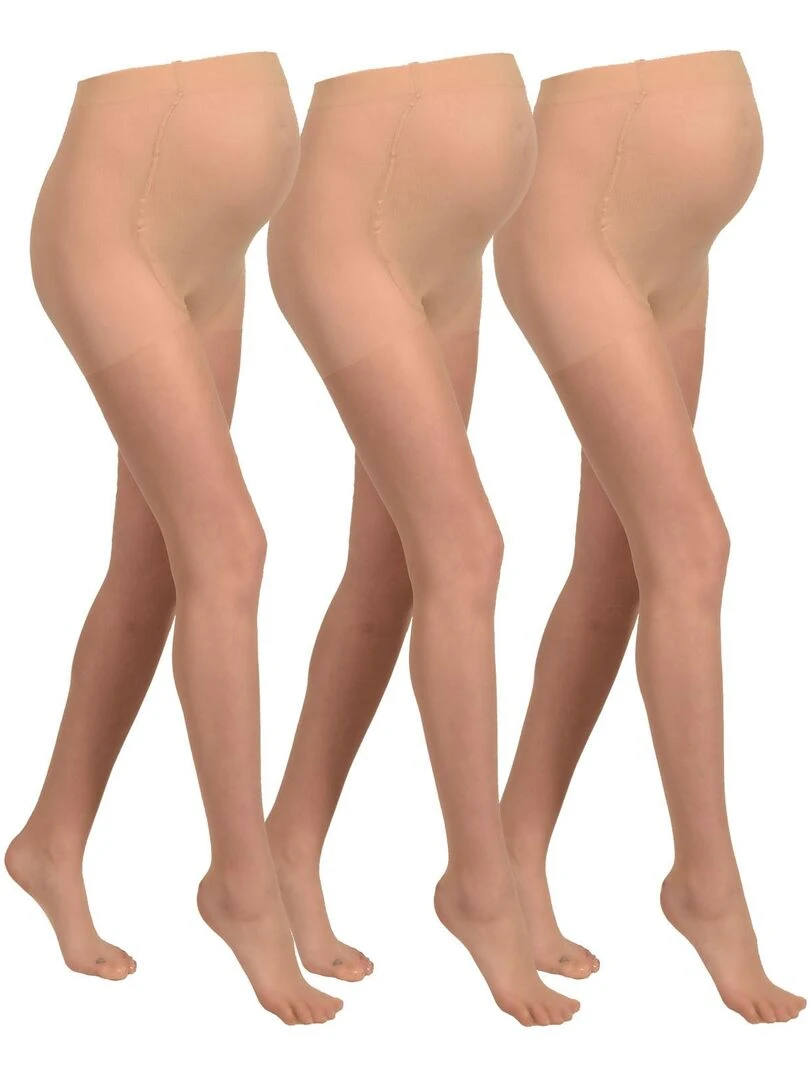 3 Pack Collants de grossesse transparant confortables 20den Beige