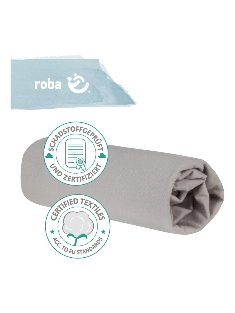 ROBA Drap Housse Extensible "Lil Planet" pour Matelas de Berceau 40x90 cm à 45x90 cm   Gris Argenté   Gris