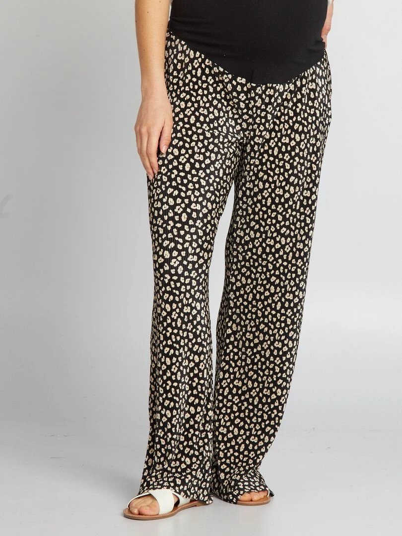 Pantalon grossesse à taille élastiquée Noir/blanc