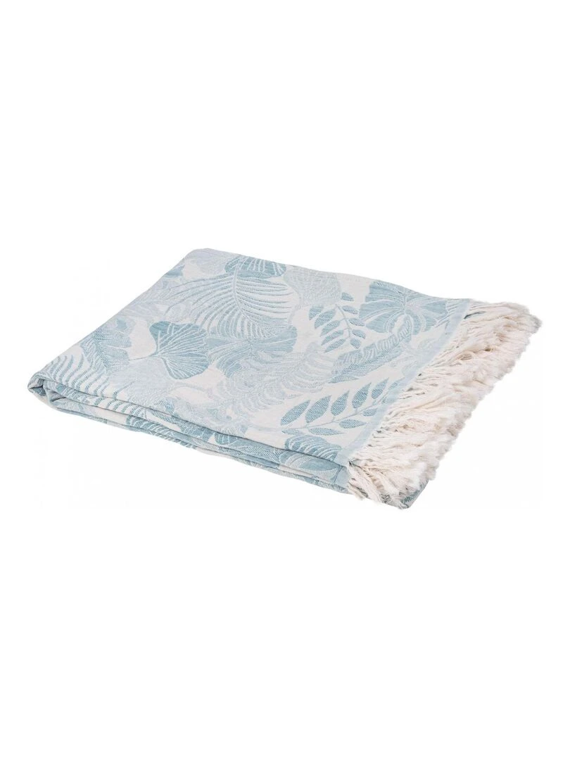 Plaid en coton avec motif fleur Bleu
