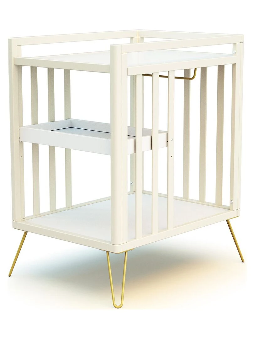 JURABABY Table à Langer 2 étagères ONLY Blanc Jaune