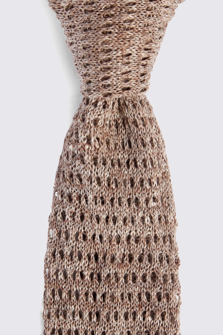 Cappuccino Linen Open Knit Tie Buy Online at Moss