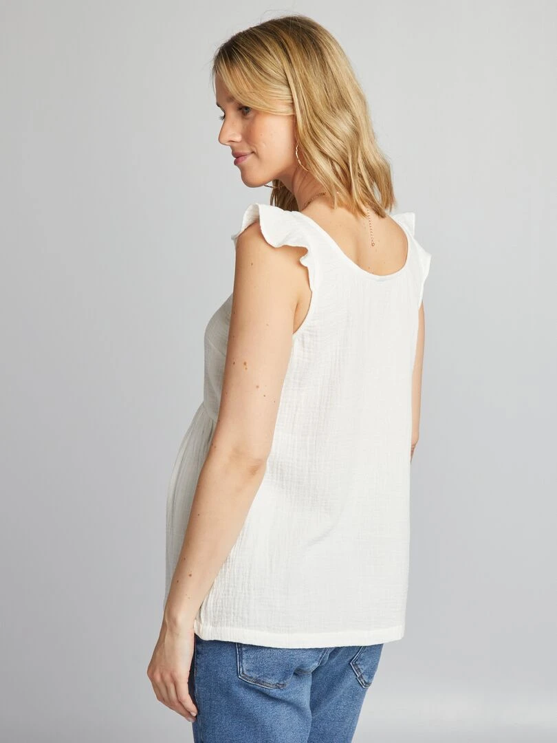 Blouse d'allaitement en gaze de coton   blanc