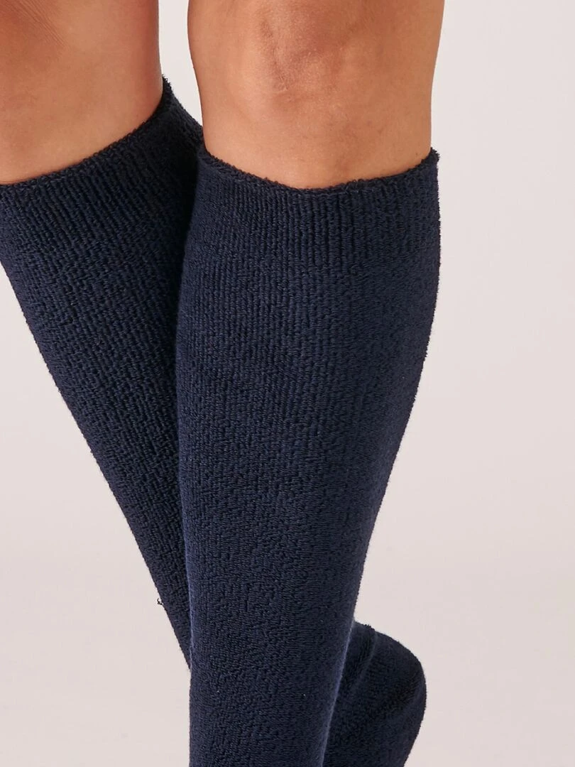 Mi bas jersey maille bouclette Thermolactyl   Damart   Bleu marine