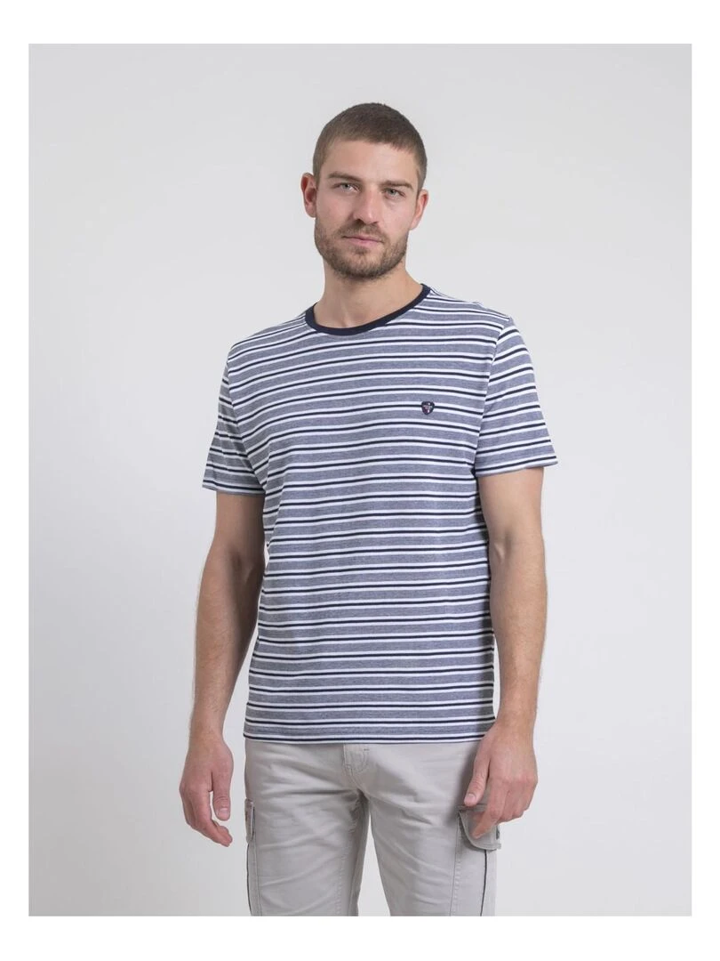 T shirt col rond rayures NELORENZO Bleu marine