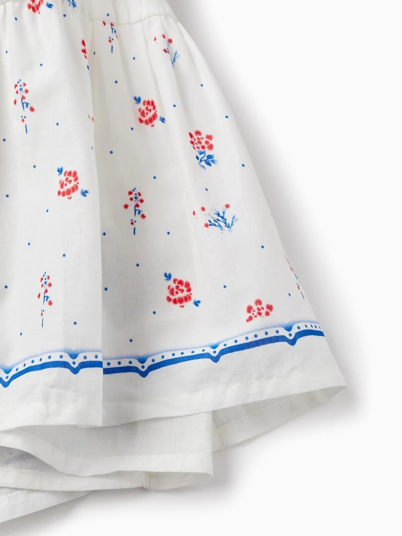 Robe Florale à Bretelles En Coton Pour Fille manches courtes PICASSO   Beige clair