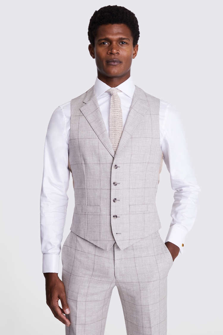 Italian Tailored Fit Taupe Check Jacket   Buy Online at Moss