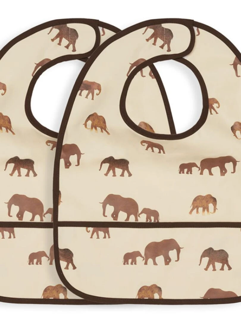 Lot de 2 bavoirs waterproof Savannah éléphant Beige