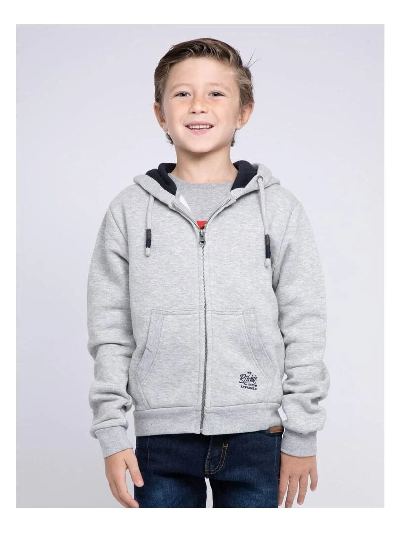 Sweat zippé capuche WAMIN J Gris clair