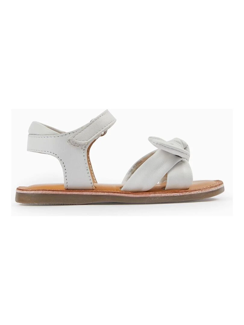 Sandales en Cuir avec Nœud Bébé Fille BROTHERS&SISTERS Blanc