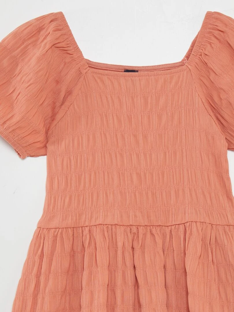 Robe plissée à manches ballons Orange