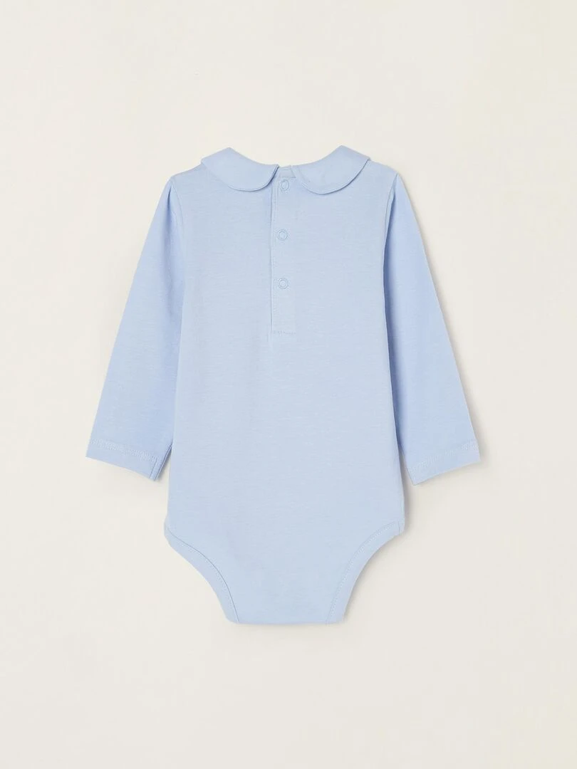Lot 2 Bodies en Coton Nouveau Né manches longues ESSENTIALS LINE Bleu clair