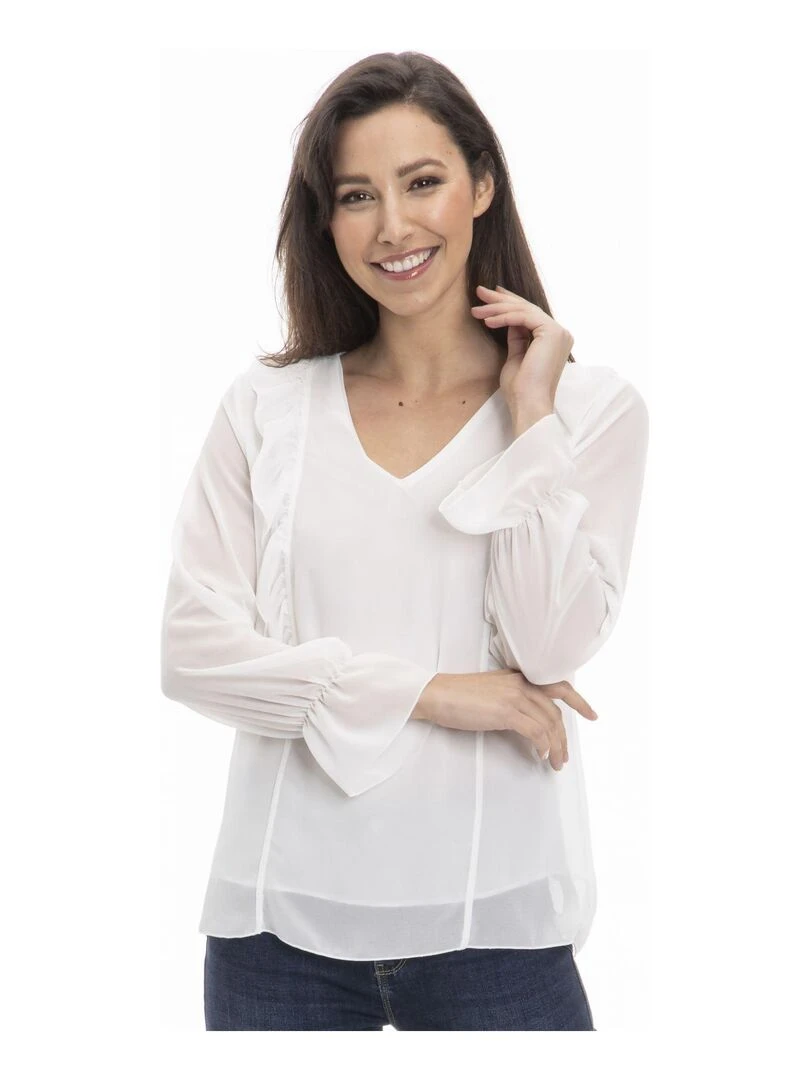 Chemise col tunisien CAROLE Gérard Pasquier Blanc