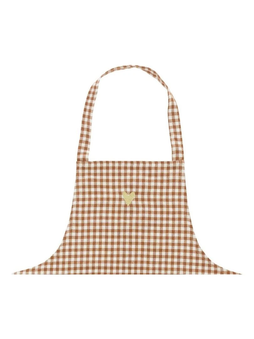 Tablier 1 poche Vichy Floral Collection 60x80 cm coton Marron
