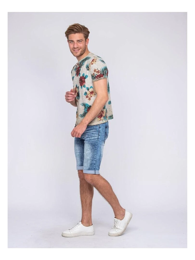 T shirt col rond pur coton NEMTALI   Kaki