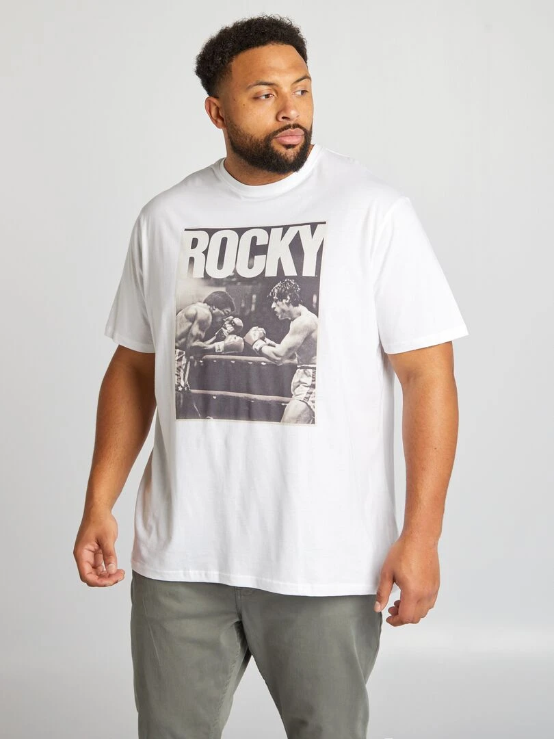 T shirt 'Rocky Balboa' à col rond blanc