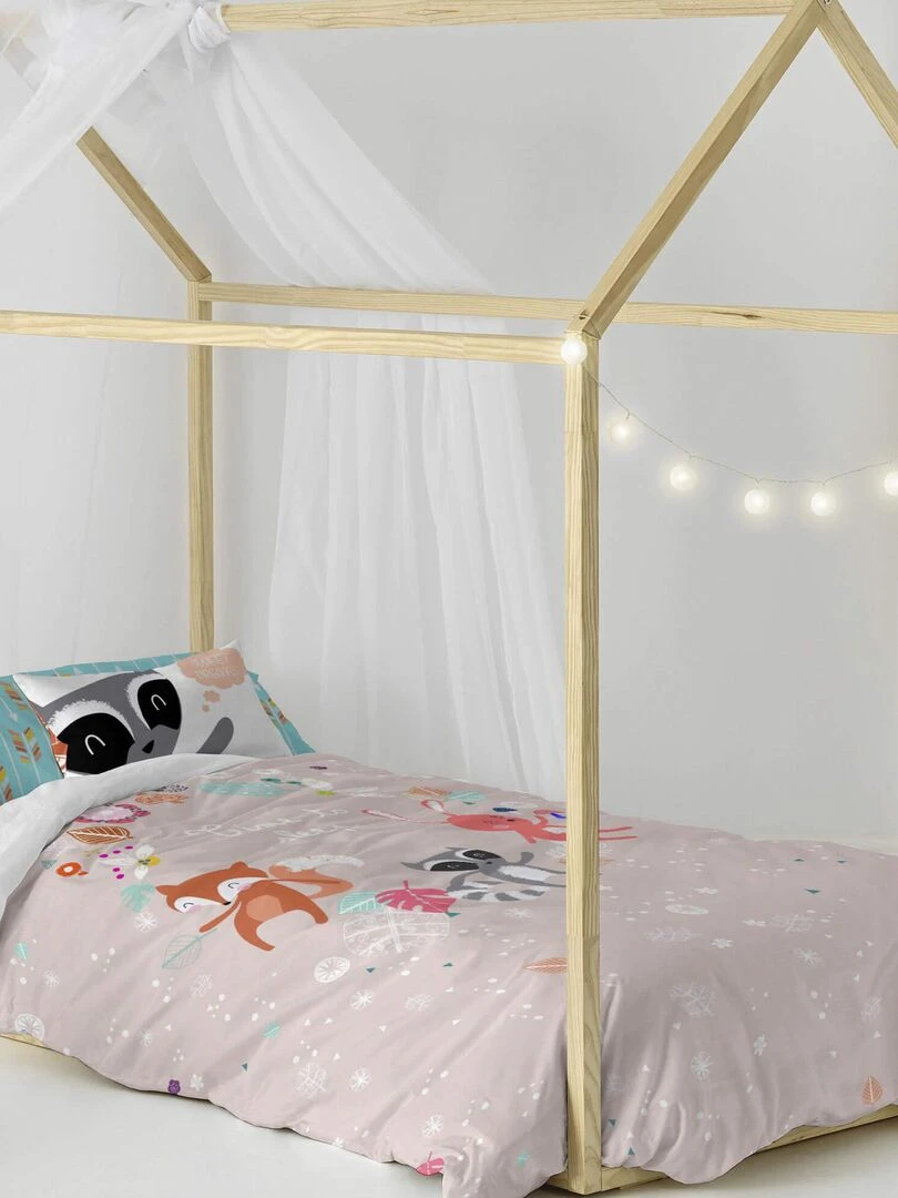 Parure housse de couette 2 pièces Fantasy "Happyfriday" Rose