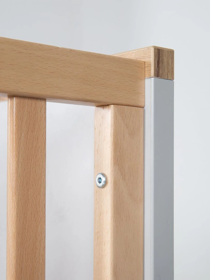 ROBA Lit bébé évolutif "Caro"   70x140   Hauteur Réglable   0 à 7 Ans   Gris Clair/ Décor Bois   Gris clair