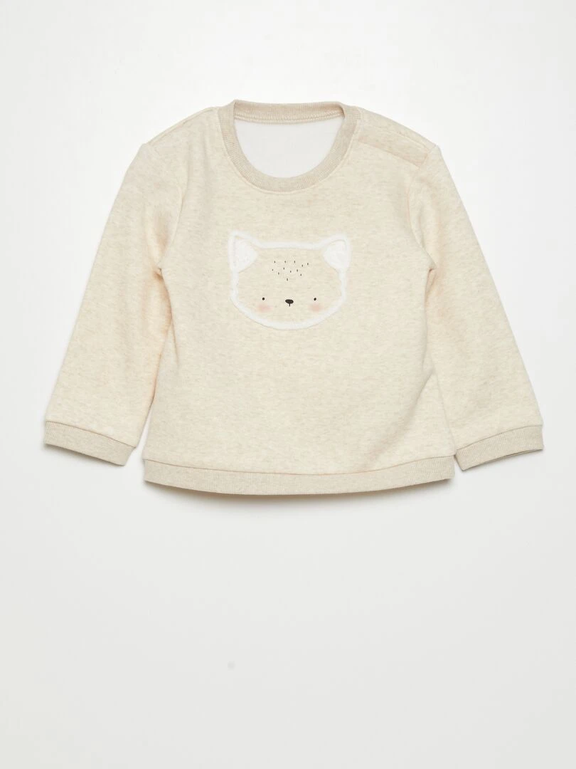 Sweat en molleton avec animation Toujours + de douceur Beige