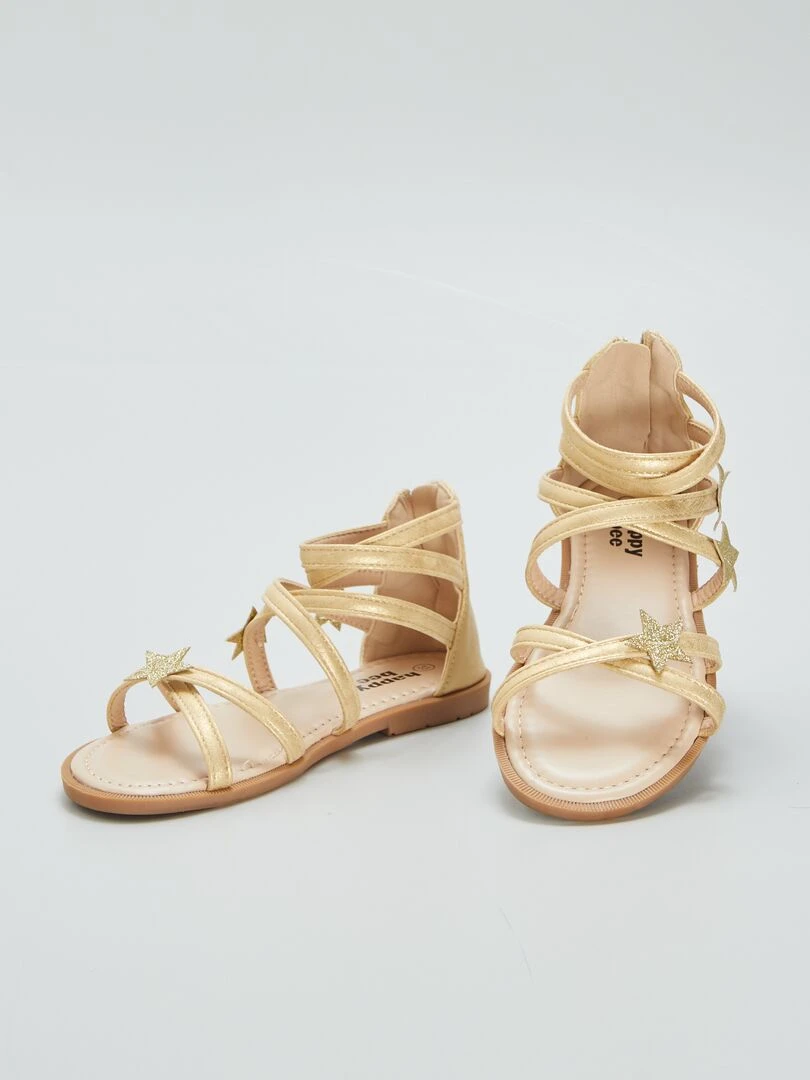 Sandales plates avec étoiles fantaisies   Beige