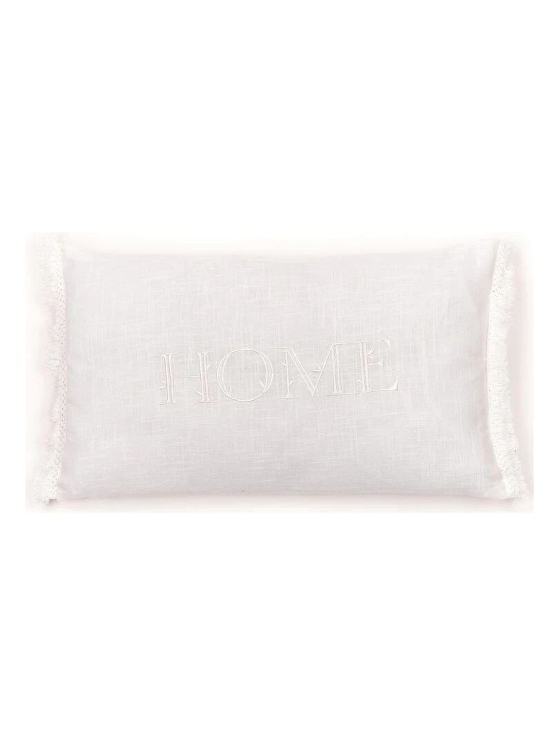Coussin déhoussable finition franges 'CHARME' 'TODAY' Blanc