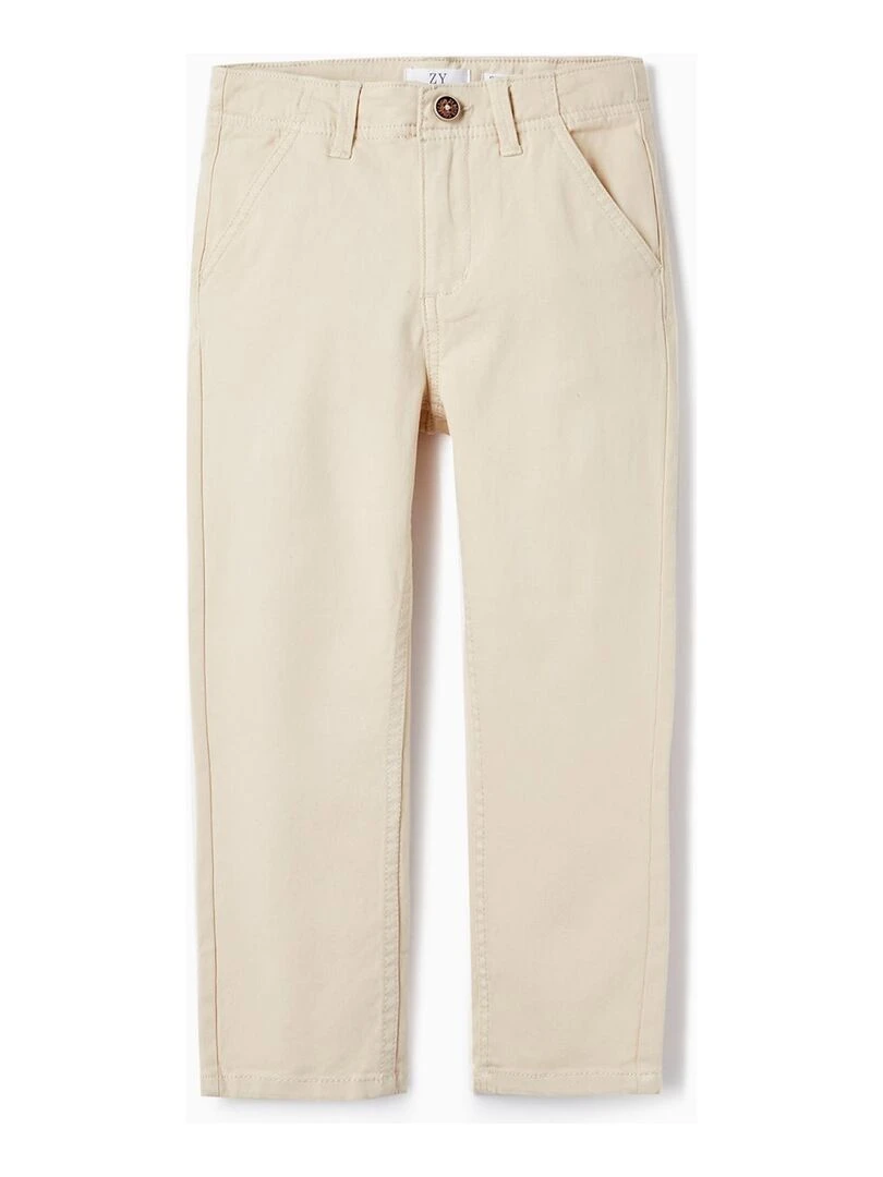 Pantalon En Sergé De Coton Pour Garçon 'Slim Fit' BROTHERS&SISTERS Beige clair